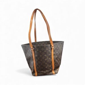 Authenticated Louis Vuitton Monogram Sac Shopping Brown Canvas Fabric Tote Bag
